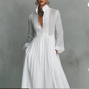 NWT MODESEES Cotton & Linen Long Sleeve Maxi Dress - XL